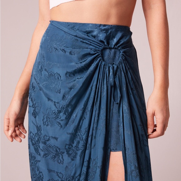 Band of the free CELENE DEEP TEAL LAYERED MIDI SKIRT - Picture 3 of 10